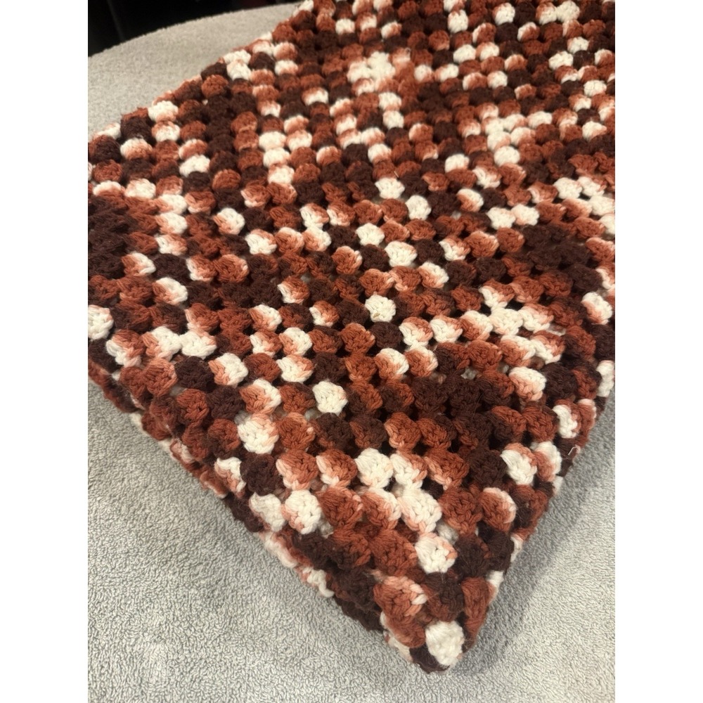 Vintage Handmade Crotchet Afghan Blanket Knit Throw Whimsy Cottage 64"x64"